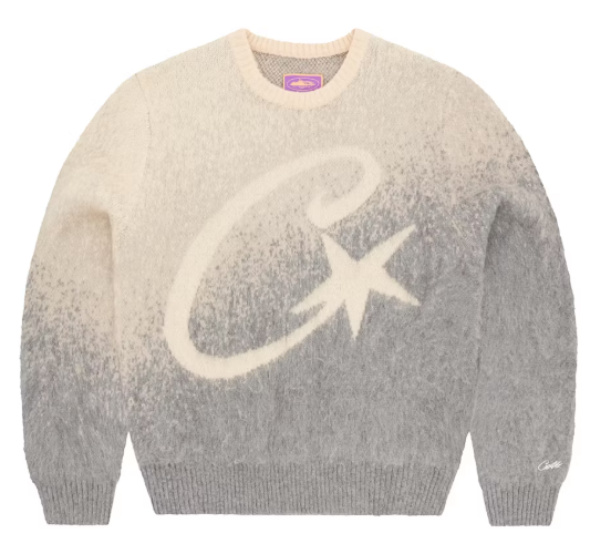 Corteiz C Star Mohair Knit Sweater Grey