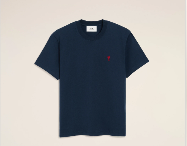 Ami Paris Small Red Ami De Coeur T-shirt - Blue and Red