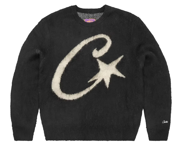 Corteiz C Star Mohair Knit Sweater Black