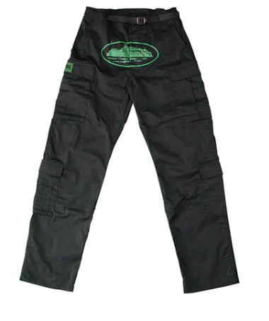 Corteiz Cargo Pants Black and Green