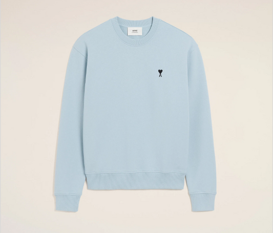 Ami Paris Small Red Ami De Coeur Crewneck - Baby blue