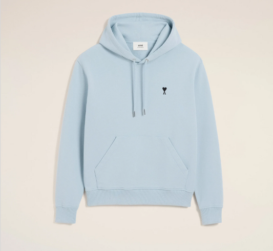 Ami Paris Small Red Ami De Coeur Hoodie - Baby Blue