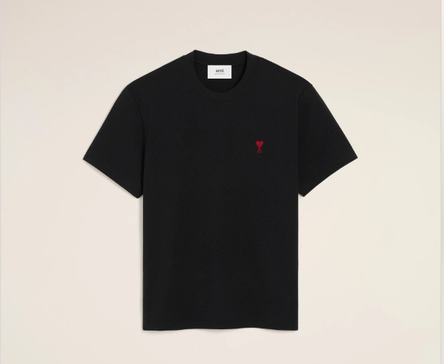 Ami Paris Small Red Ami De Coeur T-shirt - Black